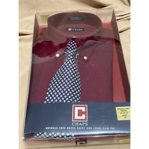 NWT Chaps Wrinkle Free Shirt and Silk Tie Size 15-15 1/2